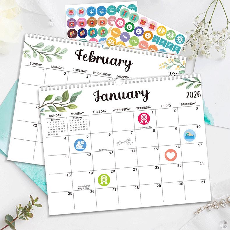 2026 Wall Calendar with Elegant Botanical Design, Monthly Planner with Spiral Binding and Holiday Markers for Home or Office Use - Image 3